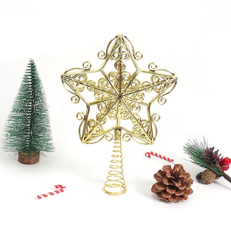 Gold Glitter Christmas Tree Top Iron Star Christmas Decorations For Home Xmas Tree Ornaments Navidad New Year 2024 Natal Noel