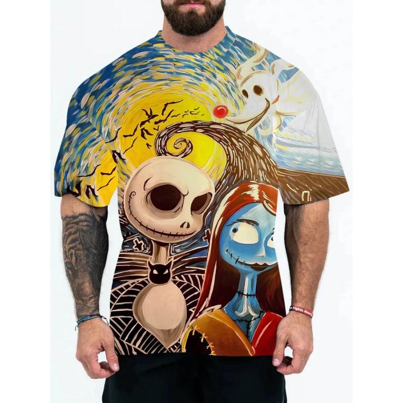3D Digital Printing of European American Adult Men's T-shirts with Animal Character Patterns