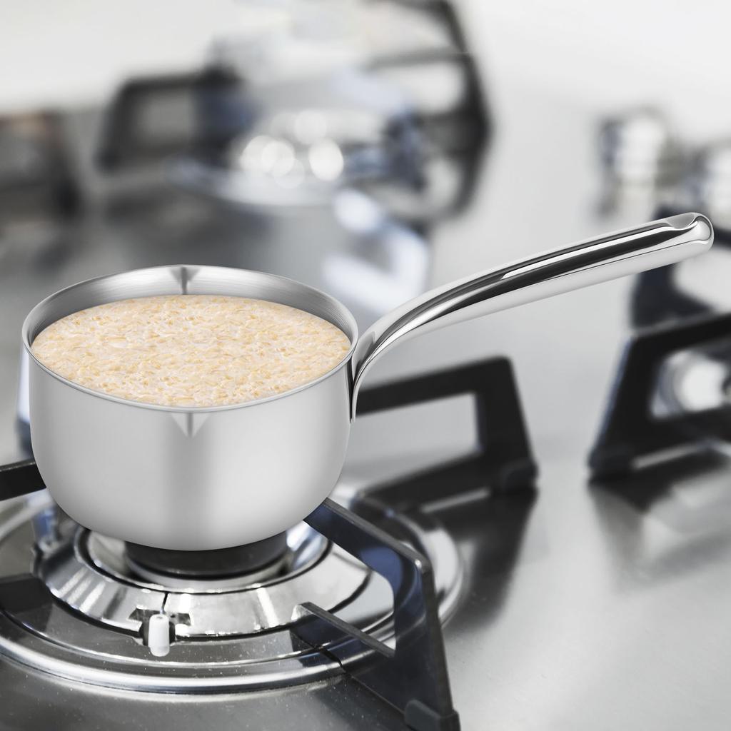 Stainless Steel Milk Soup Pot 400 To 600ml Soup Pot Solid Butter Warmer Pot Household Non Stick Heat Resistan Cookware Pots