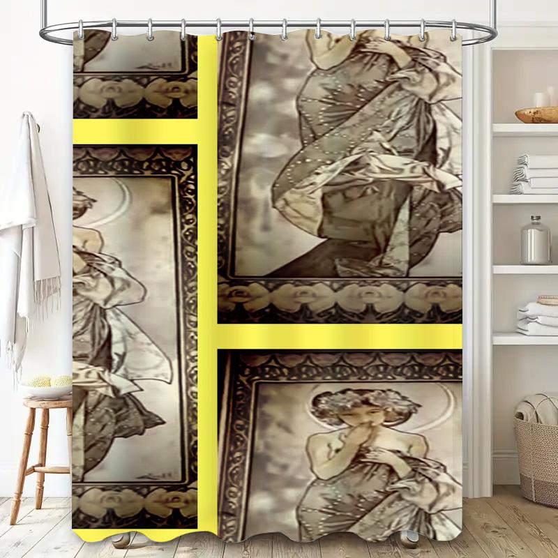 Charming Vintage Woman Bath Shower Curtain: Fashion Artistic Style Printed Waterproof Decorative Home Decoration for Bathroom Si