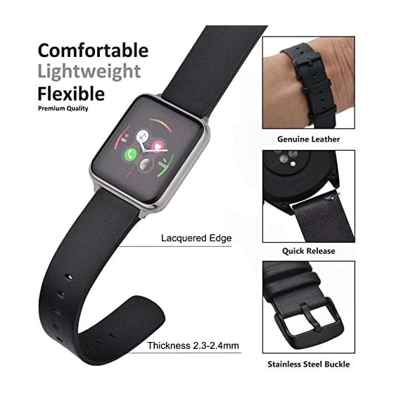[WOCCI] Watch Band 18mm 20mm 22mm Quick Release - Thin Genuine Leather Smart Watch Strap