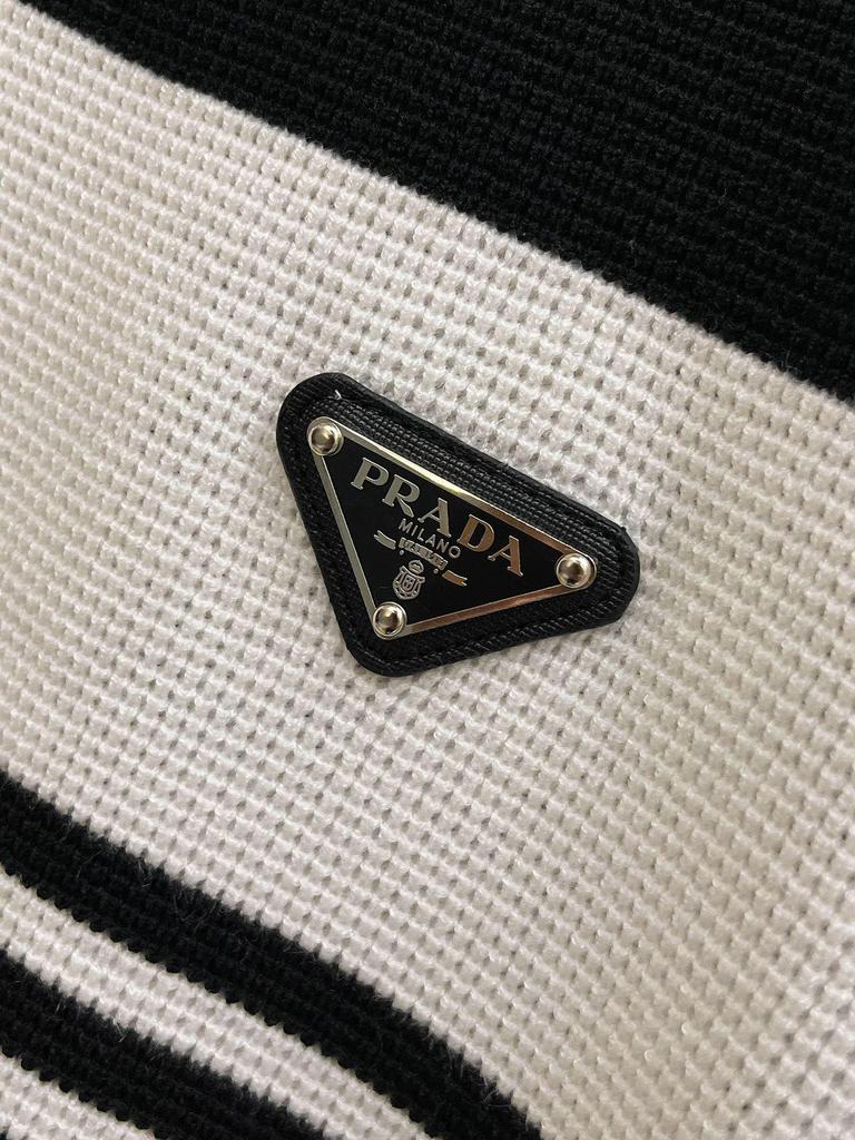 European Men's Luxury Knit Polo with Stripe Patchwork and Triangle Logo