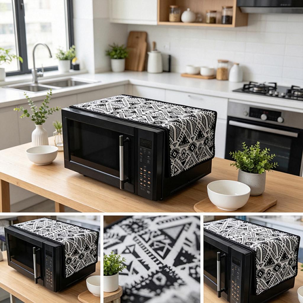 30x90cm Cotton Linen Microwave Dust Cover Kitchen Protective Dust Proof Cover