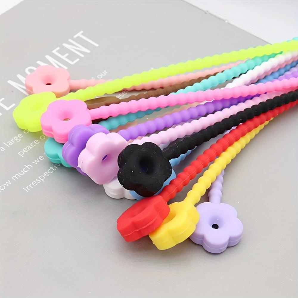 50/30/10pcs Flowers Shape Silicone Reusable Zip Ties, Cable Ties Straps, Cord Wraps for Charging Cords, Silicone Organizer