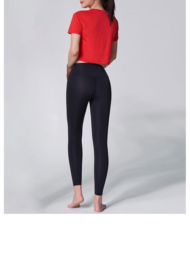 Women's Simple Solid Color Crew Neck Yoga T-Shirt - Short Sleeve for Running & Fitness