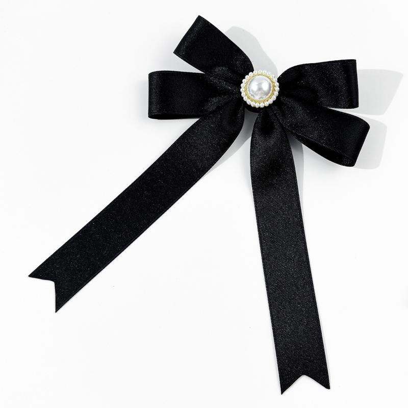 Broșă Perlă cu Fundă Neagră pentru Femei, Ace Versatile pentru Guler de Cămașă, Decorațiune Vestimentară, Cravată Panglică, Accesorii Bijuterii, Cadouri