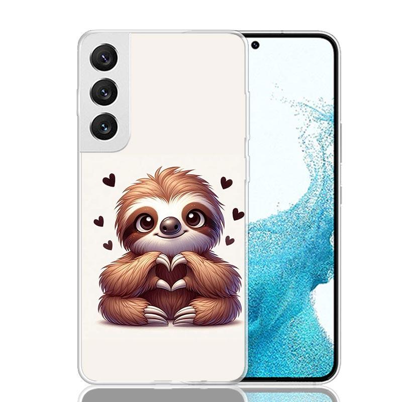 

Animal Cute Cartoon Sloth Coffee Phone Case For Samsung Galaxy S26 Ultra S23 S24 S25 Edge S20 FE S21 S22 Plus Soft Print Shell C Samsung S25 Edge