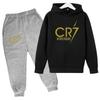 Ronaldo CR7 Estampado Ídolo del Fútbol Ropa Sudadera para Niños Conjunto de 2 Piezas Traje de Pantalón Chándal para Niños Niños Niñas Ropa Chándales Deportivos