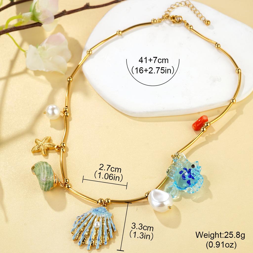 European and American stainless steel flower butterfly bracelet fashion summer beach wind shell conch niche necklace jewelry