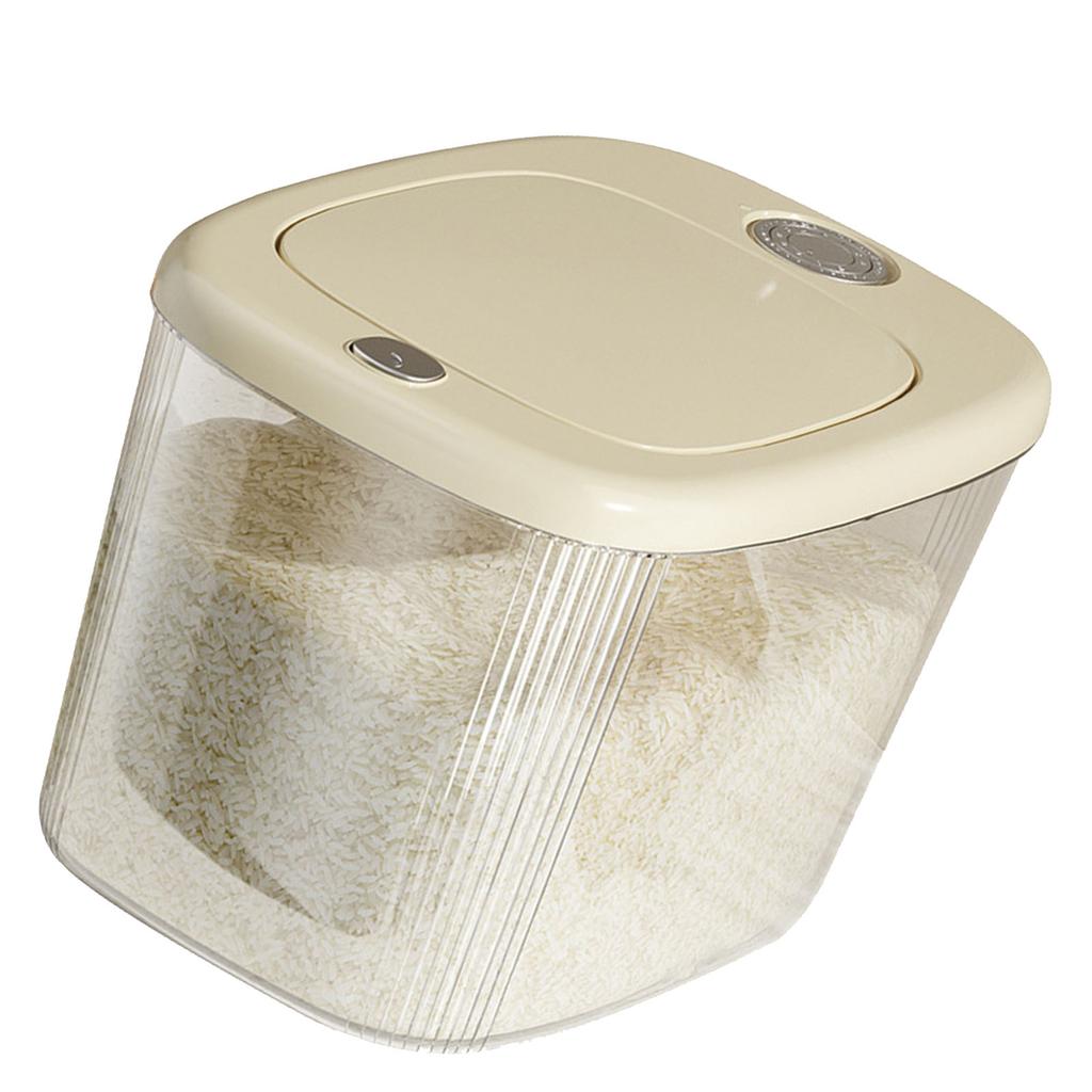 Rice Storage Container Multipurpose Large Capacity Food Grade Rice Storage Bin for Kitchen Cream White L