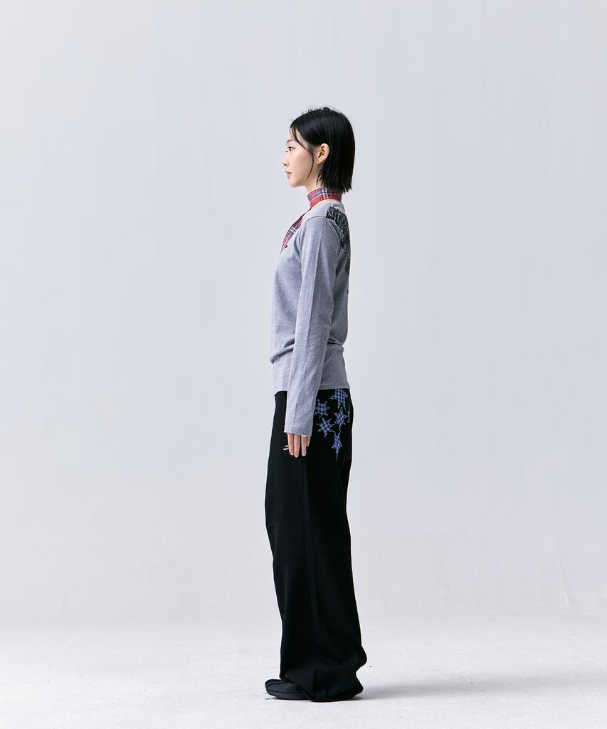 TANSANMAGNESIUM Hand Print Long Sleeve (Gray/Black)