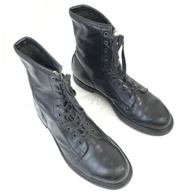 Vintage 80.-90. léta Neoprenová podrážka Ocelová špička Command Boots Velikost 27.5-28.5cm Černá Bojová Vojenská Obuv(POUŽITÝ)