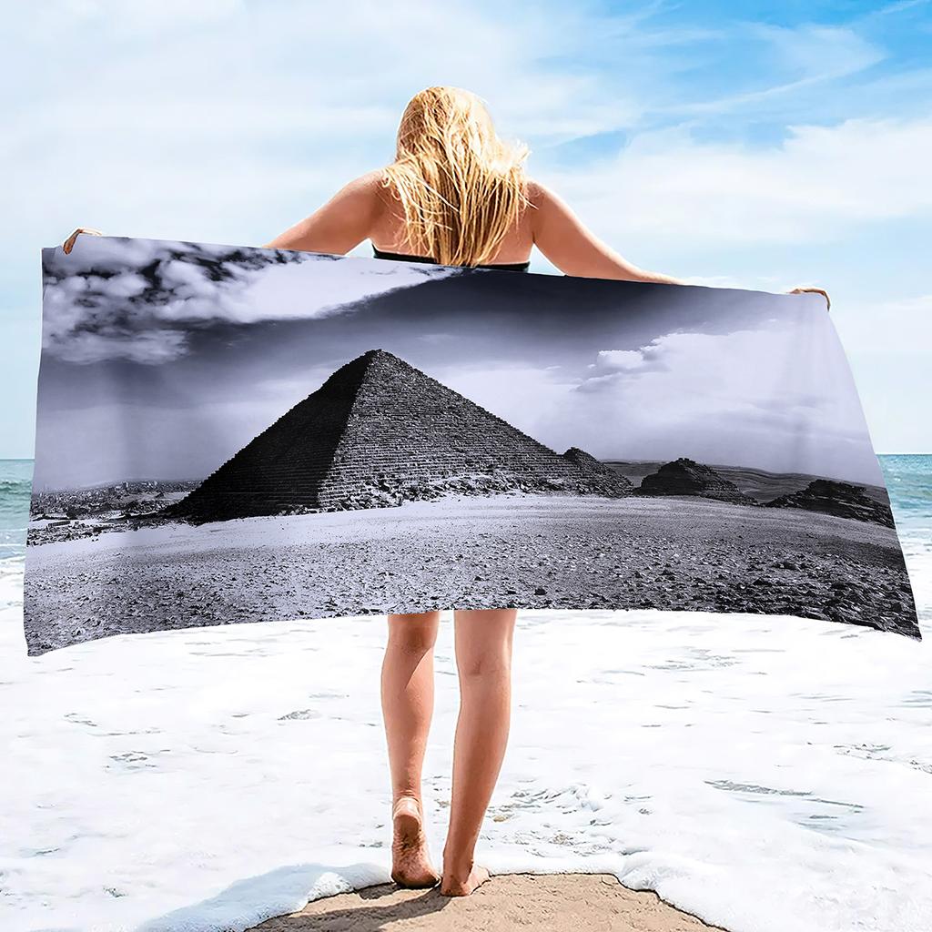 Pyramid Series Seaside Vacation Beach Towel Swimming Bath Towel Microfiber Sports Towel
