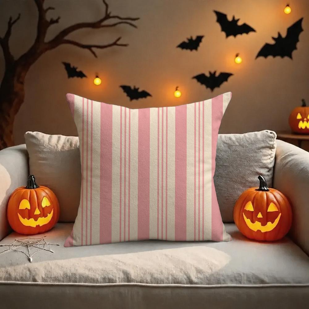 Con Rayas Rosas De Art Cushion Cover Halloween Decoration Trick Or Treat Cushion Cover Ghost Pumpkin Head Bat Decoration