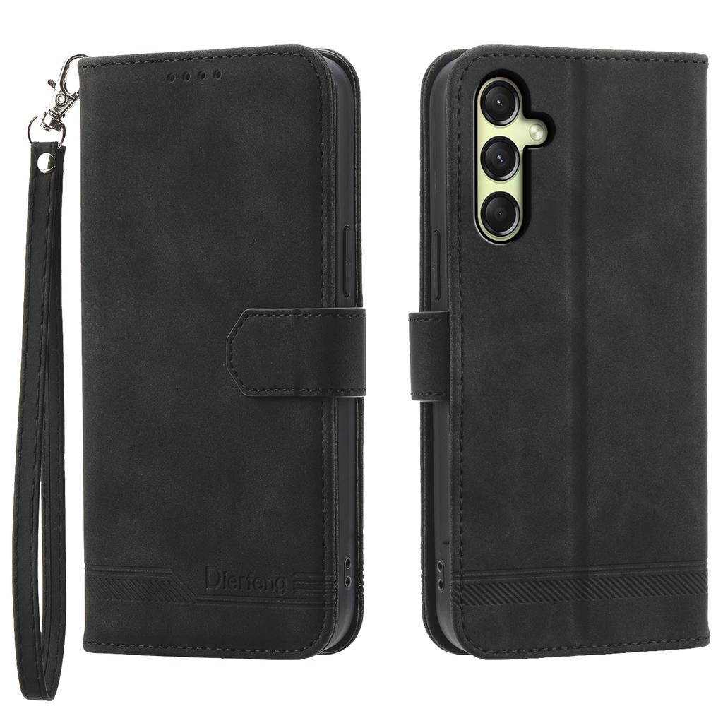 DIERFENG DF-03 For Samsung Galaxy A16 5G/A16 4G Leather Case Lines Imprint Wallet Phone Cover