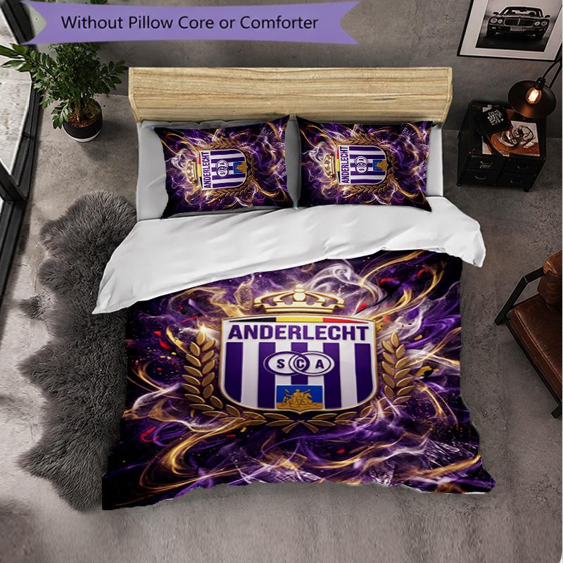 Biancheria da Letto a Tema FC Anderlecht Set 3 Pezzi Copripiumino Biancheria da Letto Decorativa Per Stanza Adolescenti Decorazione Casa