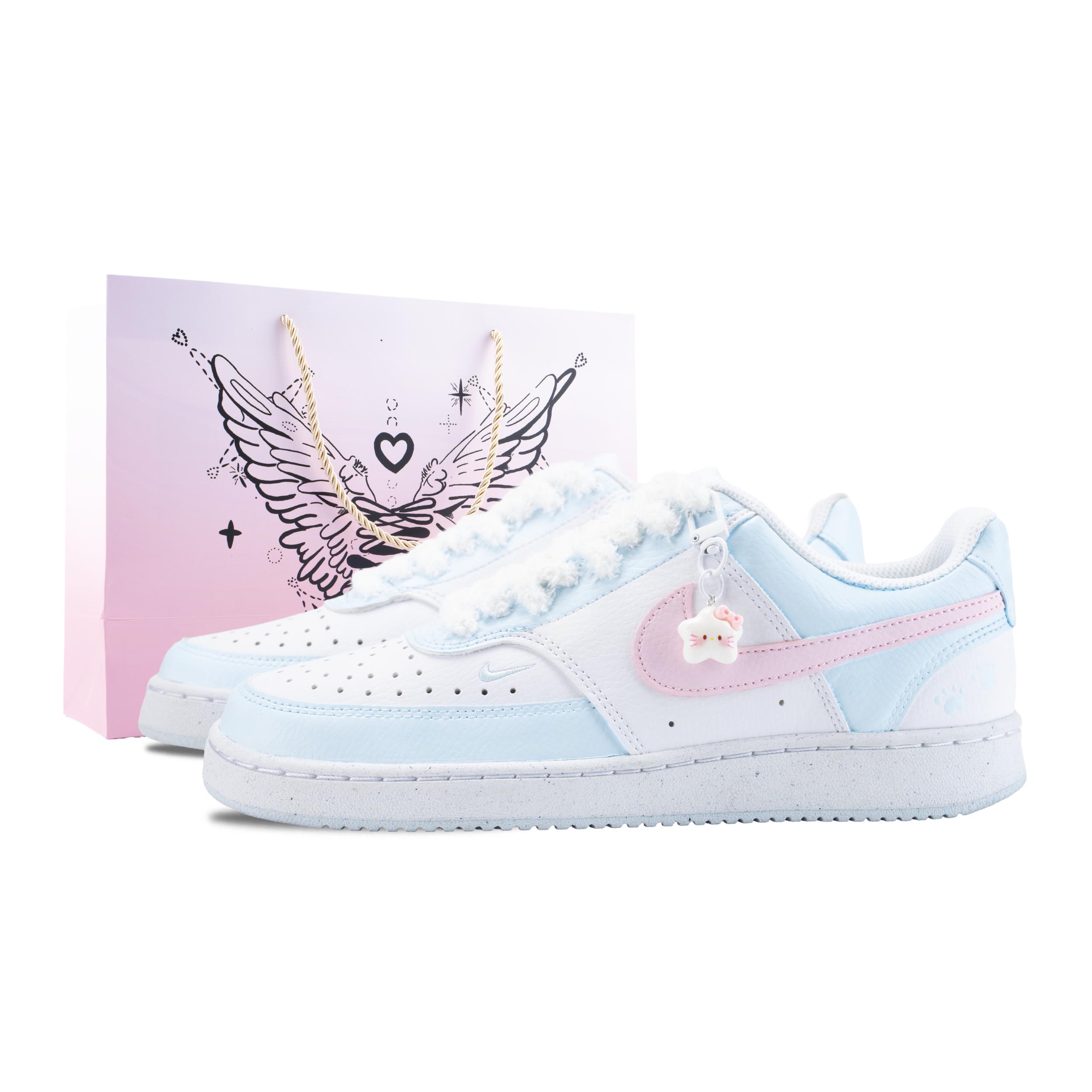 

Nike Court Vision Star Cat Gummies Slip Resistant Abrasion Resistant Low top Skateboard Shoes Women s Pink Blue IQ9800-161(Team626-) 35.5