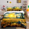 Sunflower Field Artistic Trio Set Kid'S And Adults' Bedroom Decor, Exquisite Three-Piece Bedding Set Gift