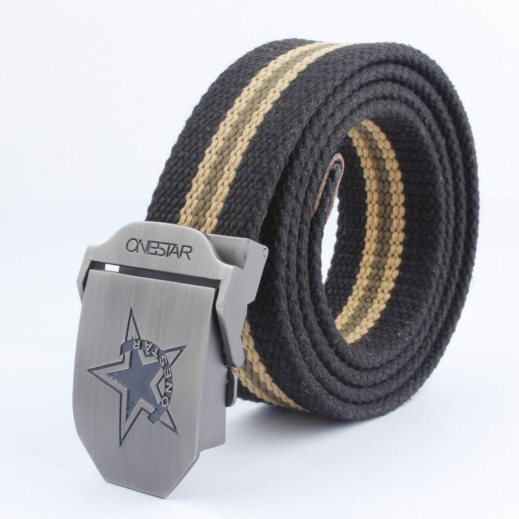 Black Five-Star Canvas Belt Headhunting Black Eagle Men's Automatic Buckle Belt Woven Leisure Good Supply