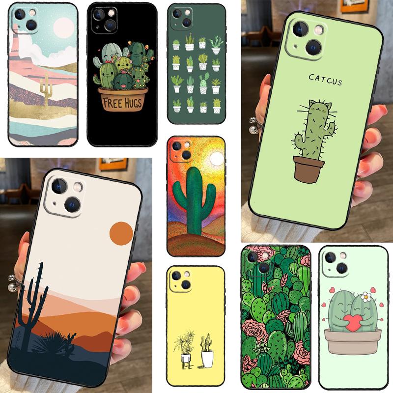 Plant Cactus Case For iPhone 16 12 13 11 14 15 Pro Max Plus X XR XS 13 12 Mini Back Cover Capa