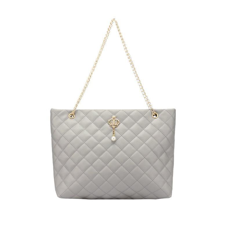 Fashion Versatile Quilted Embroidery Korean Style Crown Chain Simple Single Shoulder Crossbody Bag