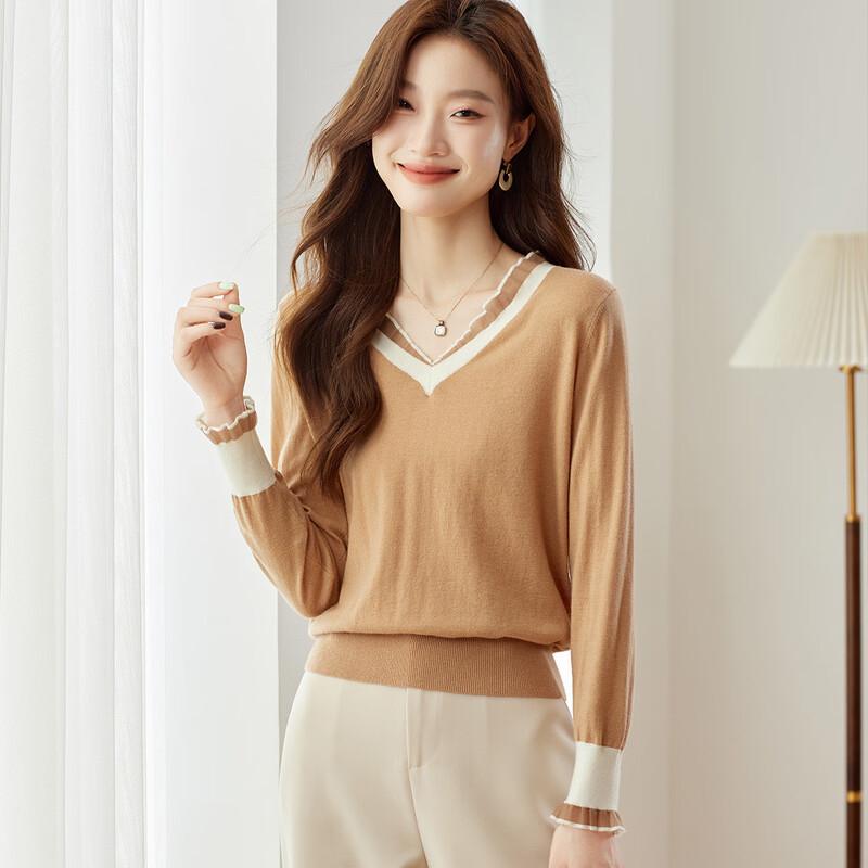 

Srcr Women s Cropped V-Neck Wool Blend Knit Sweater XL