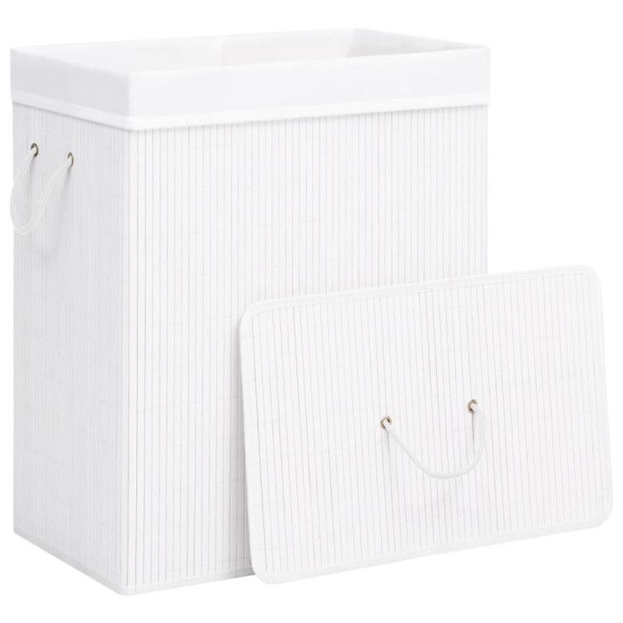 VidaXL Panier à linge avec une seule section bambou blanc 83 L 320752