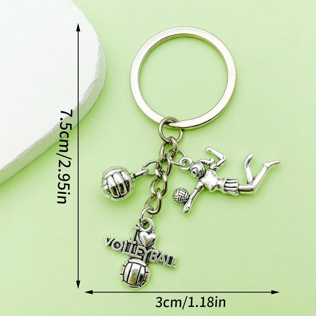 Creative Sports Keychain: PVC Rubber Football, Tennis, Basketball, Rugby Pendant - Small Gift