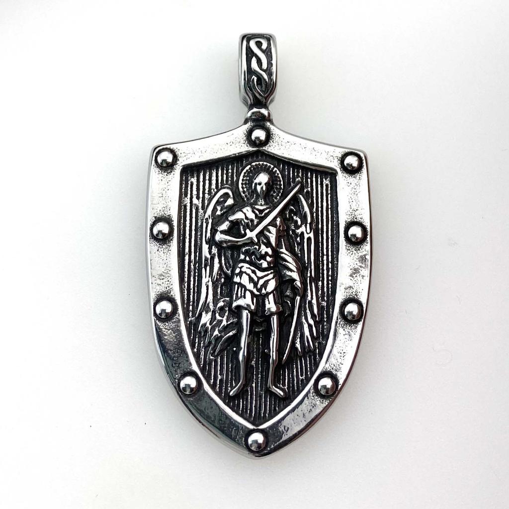 Halskette Griechischer Kriegsgott Engelsflügel Schild Herren Trendy Retro Anhänger