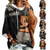 Women's Halloween Print Hoodie with Three-Quarter Sleeves for Casual Fall Wear