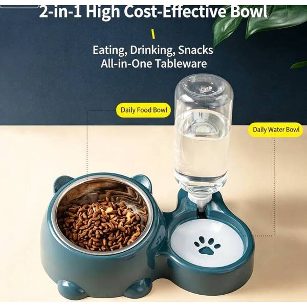 Non Slip Food Water Double Layer Raised Feeding Bowl No Spill Design for Cat Puppy Household Daily Pet Supplies