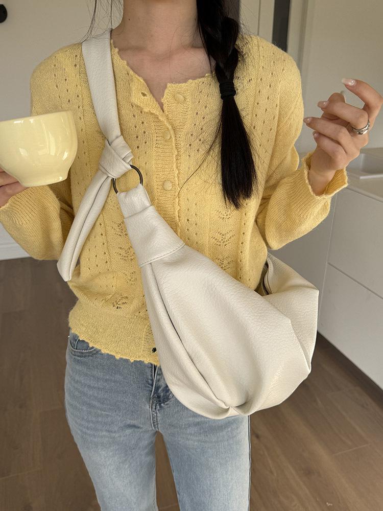 Korean Large-Capacity Retro Pleated Leather Dumpling Bag - Casual, Versatile Shoulder/Crossbody Bag