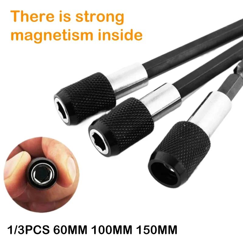 Extension Bar 1/3PCS Magnetic Bit Holder Extension 60mm 100mm 150mm 1/4 Inch Hex Shank Quick Release Screwdriver Bit Holder