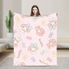 Kawaii My Melody Blanket Flannel Spring/Autumn Anime  Multifunction Warm Throw Blanket for Sofa Car Rug Piece