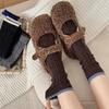 Twist Knit Pattern Women's Socks Retro Middle Tube Socks New Floor Socks  Daily Wear