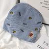 Hat Female autumn and winter wool hat Versatile embroidered letter knitted outdoor riding warm cute bear pullover hat