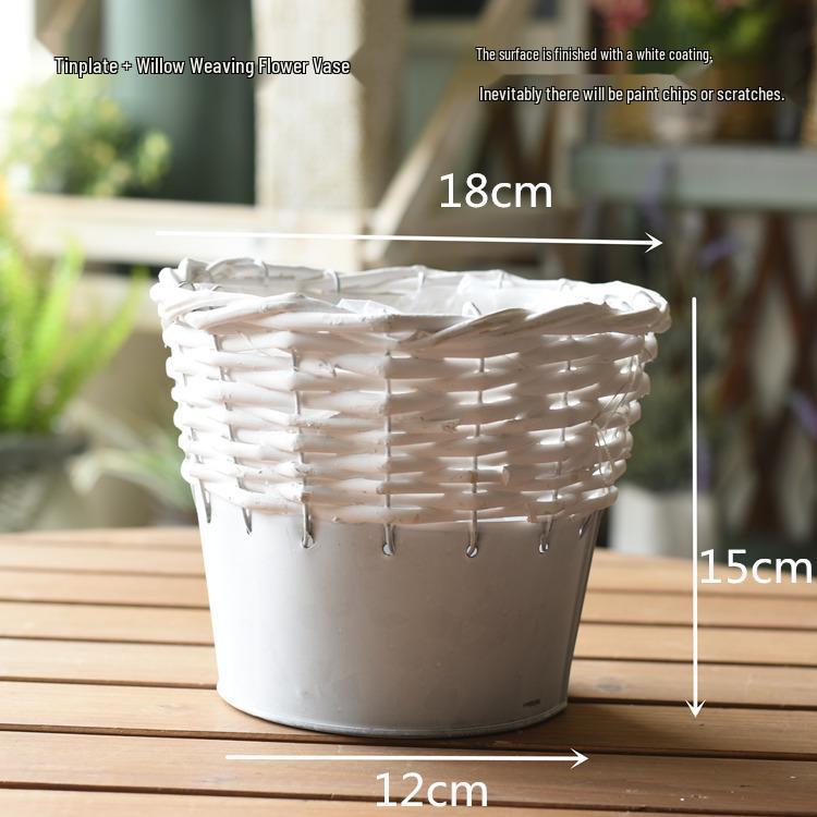 Pastorale Scandinavische Geweven Bloemmand Handtas voor Droogbloemenarrangement en Succulentenpot