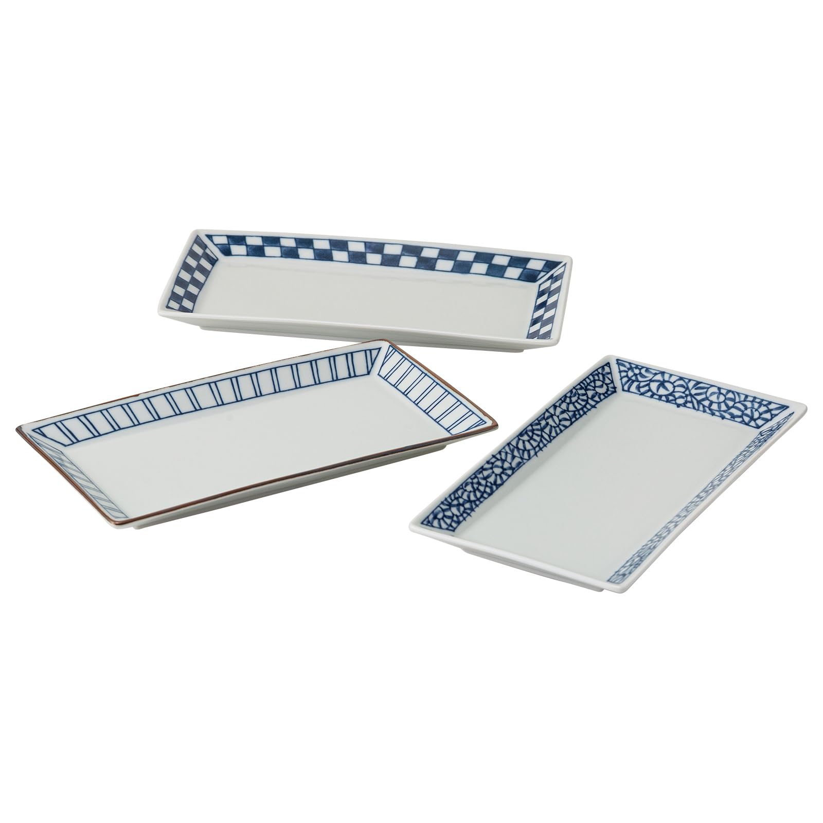 

Mino ware tableware set Aiya 3-piece set of ceramic plates, approximately 23.5cm in length, blue, microwave and dishwasher safe, made in Japan.