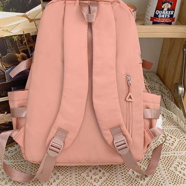 School Bag Female College Student Solid Color Large-Capacity Backpack Multi-Layer Strong Middle And High School Student Backpack