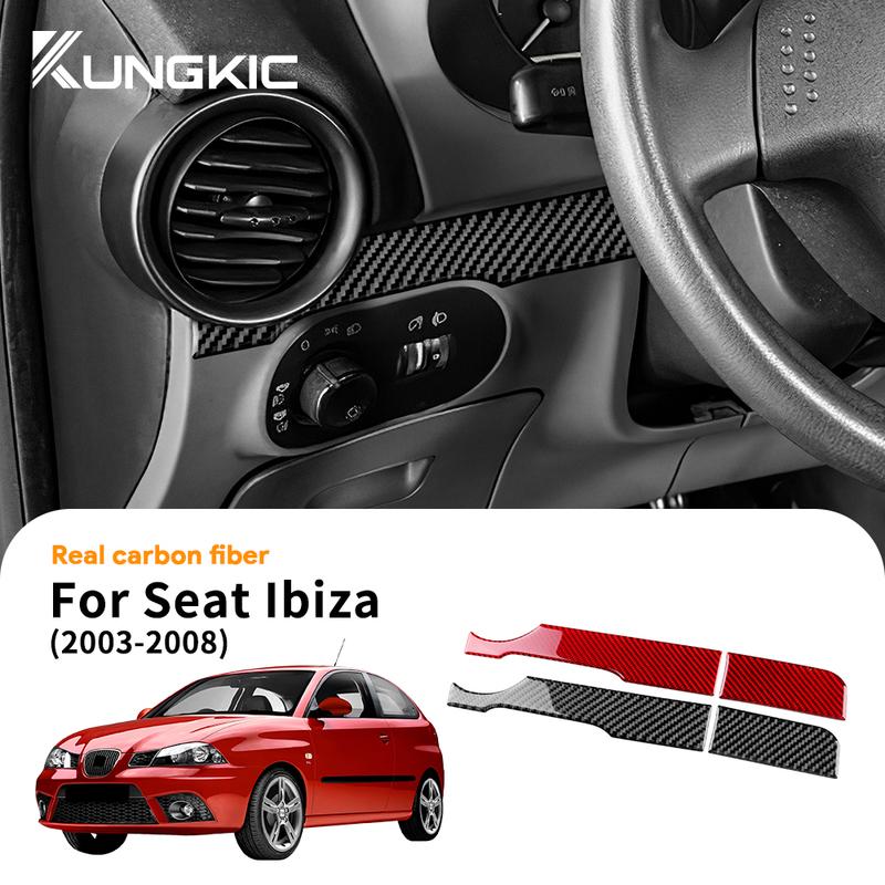 Voor Seat Ibiza 6l 2003 2004 2005 2006 2007 2008 Auto Hoofd Bestuurdersstrip Echte Zachte Koolstofvezel Sticker Interieur LHD Accessoires.