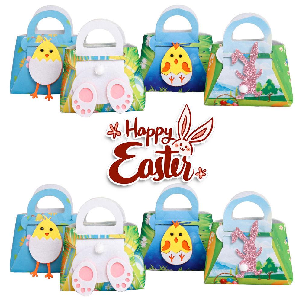 Delightful Easter Felt Carry Bags With Bunny And Chick Patterns Ideal For Candy And Gift Storage