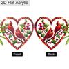 Acrylic Heart-Shaped Cardinal Birds Christmas Suncatcher Stained Glass Effect Window Hanging Ornament Bird Lover Holiday Gifts