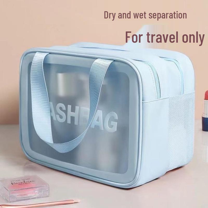 

Unisex Dry-Wet Makeup & Toiletry Travel Bag with Large Capacity Pink Small [Single Layer]