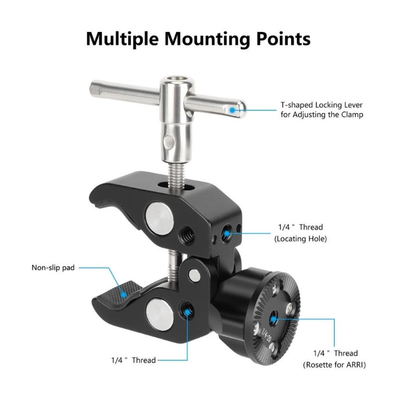 Professional Super Clamp Pliers Clip With 1/4inch Mounting Point For Articulating Monitor Video Equipment