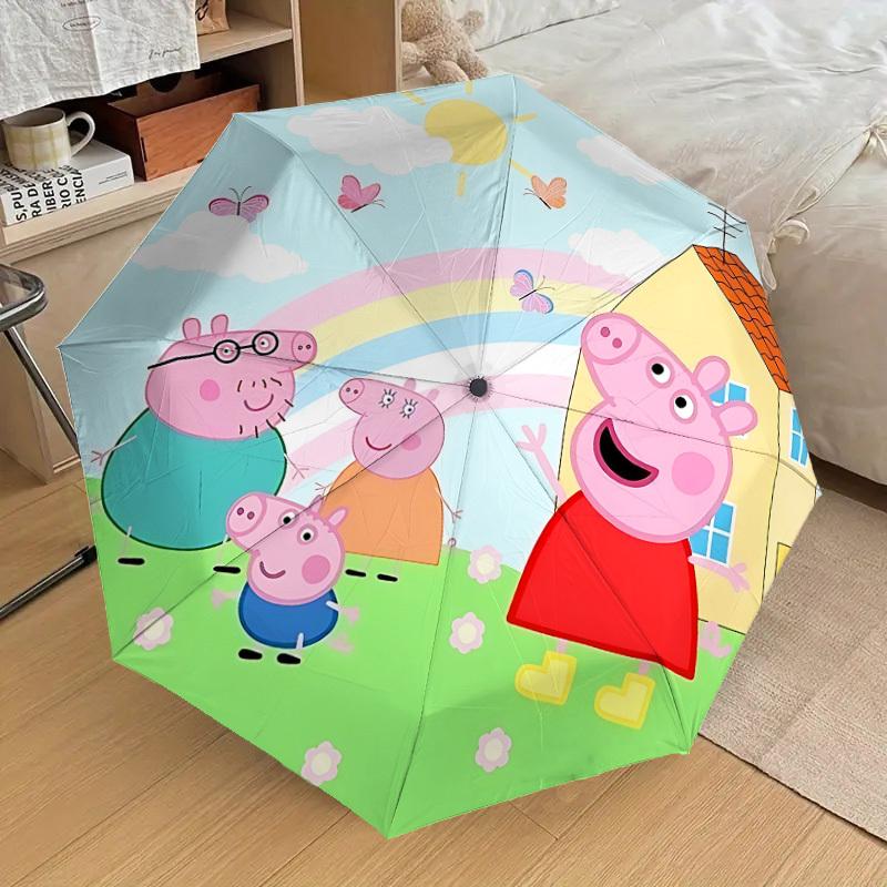 1PC Peppa Pig Umbrella-8-Rib Reinforced, Automatic Open, Lightweight & Durable, Cute Fashion Accessory for Outdoor-F2684