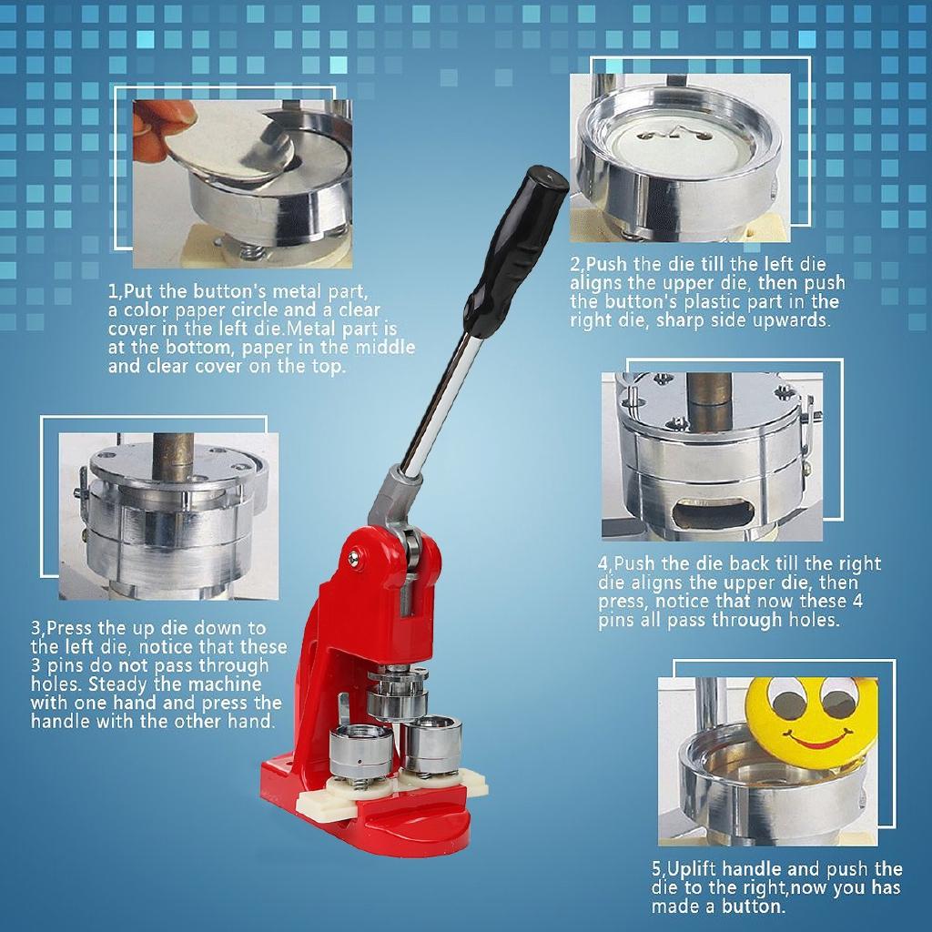 25mm Größe Button Maker Herstellungsmaschine 1-1/2" 25mm Größe Form+500 Plastik Anstecknadeln Material Button Maker Neu