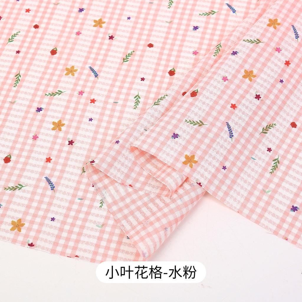 0.5m/1m/2m Grid Floral Printed Jacquard Fabric for Scene Decoration Dresses Curtains Tablecloths Handmade DIY Sewing Fabrics