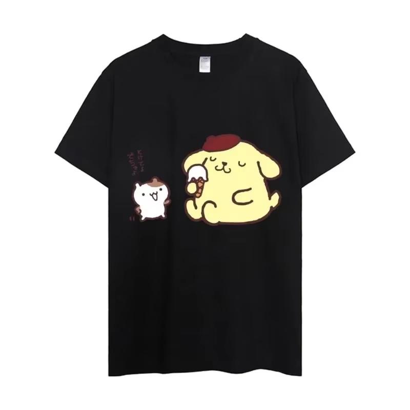 

Summer Shortsleeve Printed Tshirt Women Couple Sanrio Hello Kitty Cartoon Style Versatile Casual Fashionable Cute Wearing S