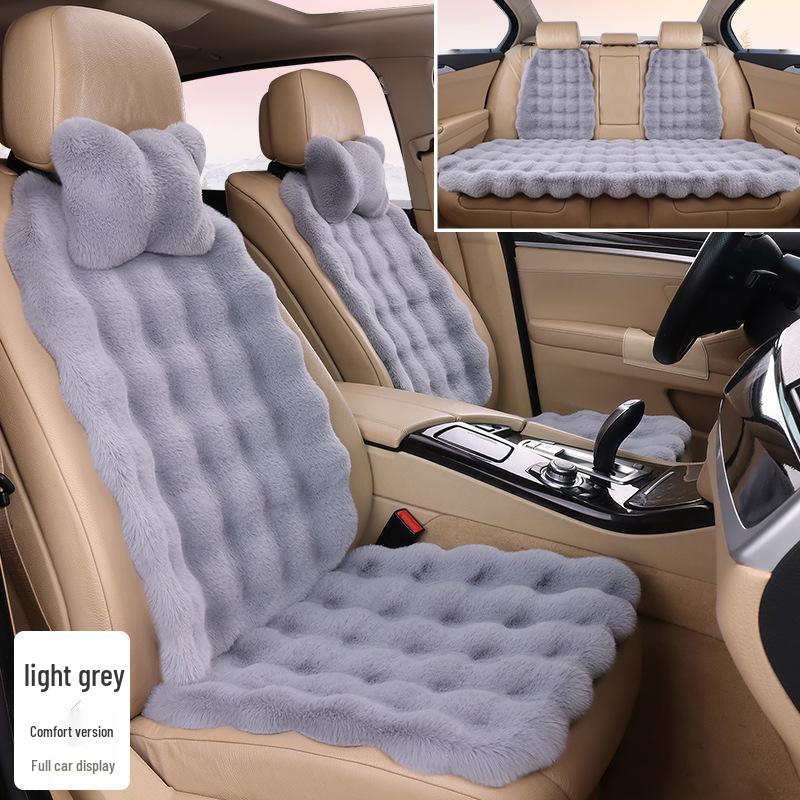 Plush Faux Rabbit Fur Car Seat Cushion: Luxurious Lumbar Support for Autumn and Winter Comfort