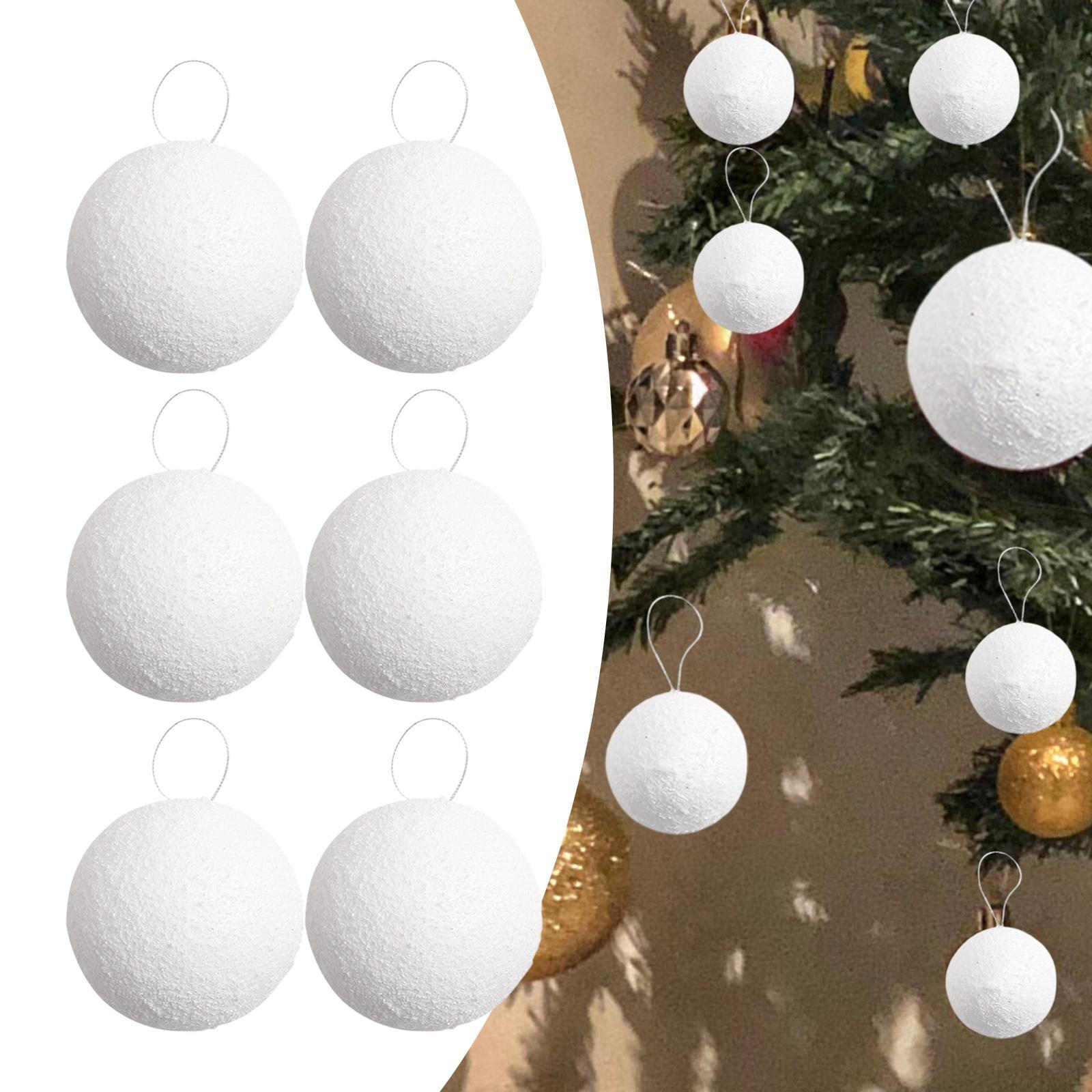 

6 шт. белых пенопластовых рождественских шаров, фестиваль, многоразовые снежки для елки, для празднования магазина 8cm